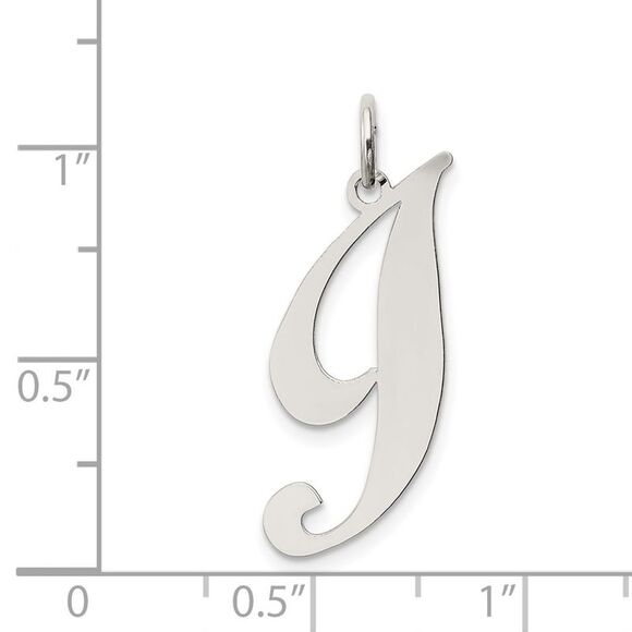 Sterling Silver, Ella Collection, LG Fancy Script Initial I Pendant - Picture 4 of 6